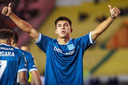 Gonzalo Sosa, el juvenil de Racing que consiguió su primer gol en la primera división, el del 1-0 parcial sobre Oriente Petrolero en Bolivia por la Copa Sudamericana.