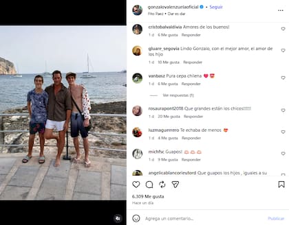 Gonzalo Valenzuela compartió postales de sus vacaciones en la playa con Alí y Silvestre (Foto: Instagram @gonzalovalenzuelaoficial)
