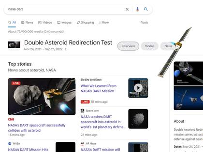 Google creó una animación especial para celebrar la misión DART de la NASA