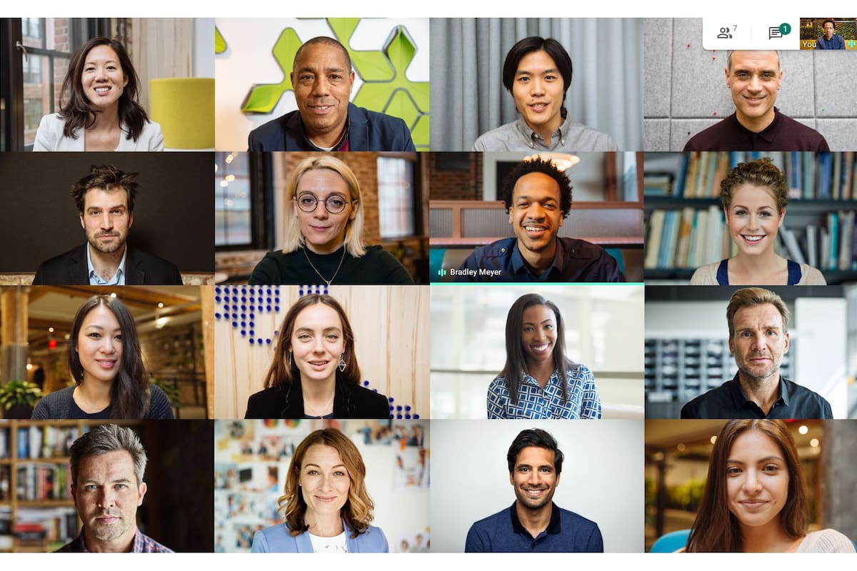 Google Meet ahora permitirá ver 16 participantes al mismo tiempo en pantalla, y admitirá hasta 100 por reunión; las funciones pagas serán gratis hasta el 30 de septiembre