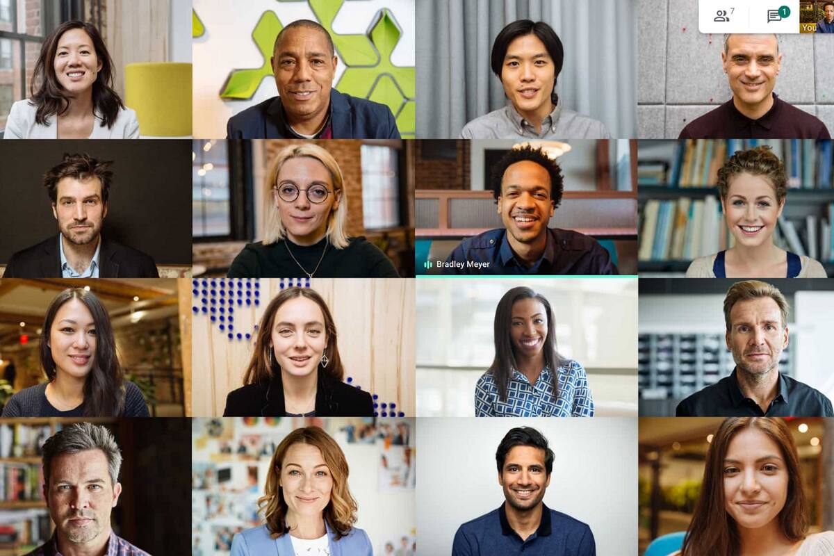 Google Meet pasará a mostrar hasta 16 integrantes de una reunión, en una vista que se popularizó en las videollamadas de Zoom