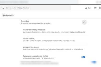 Google permite ocultar los recuerdos (Captura)