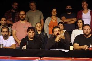 Grabois junto a los tres diputados nacionales del Frente Patra Grande: Itai Hagman, Natalia Zaracho y Federico Fagioli.