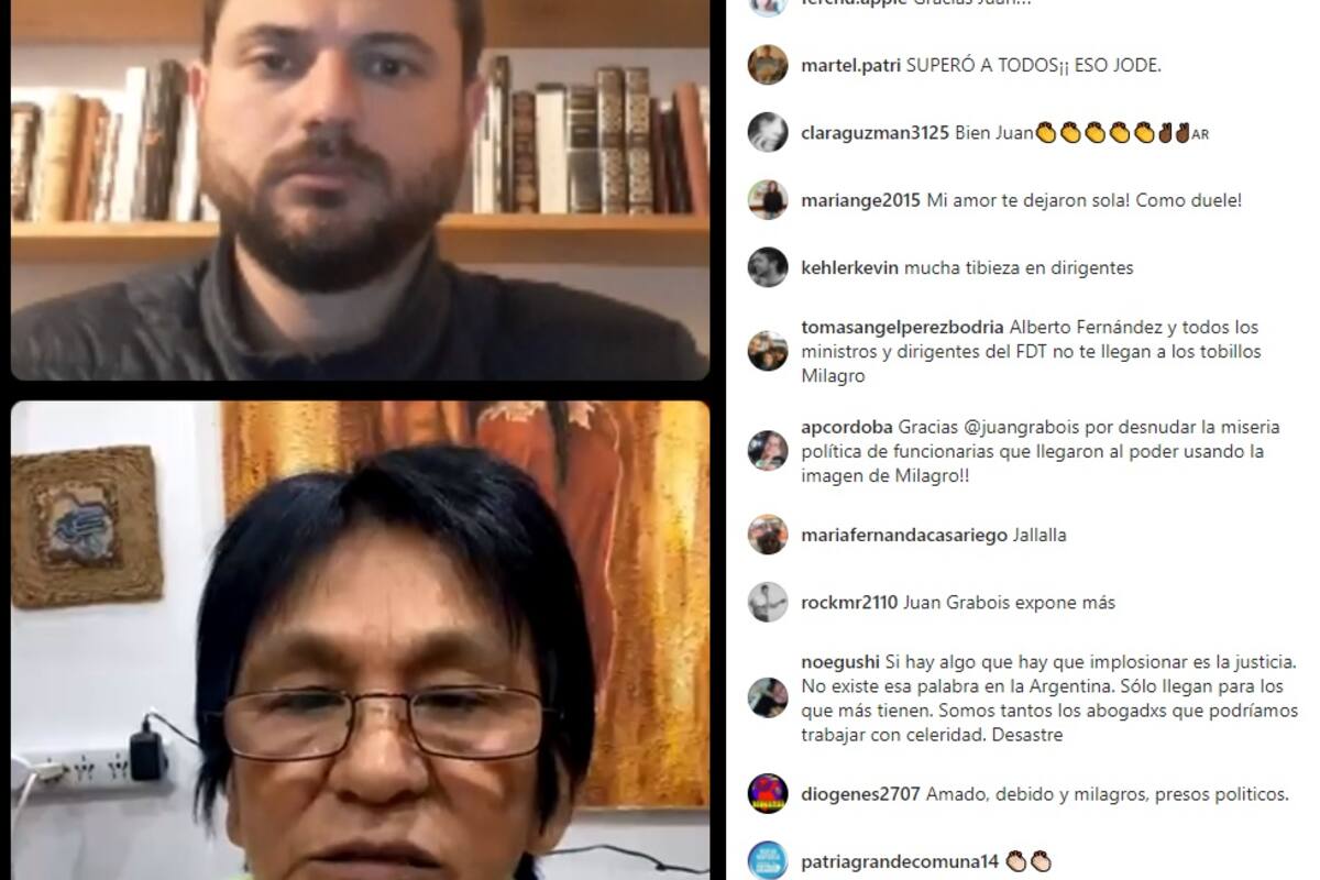 Grabois y Sala en una transmisión en vivo por Instagram.