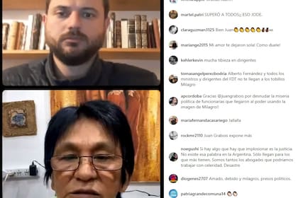 Grabois y Sala en una transmisión en vivo por Instagram.