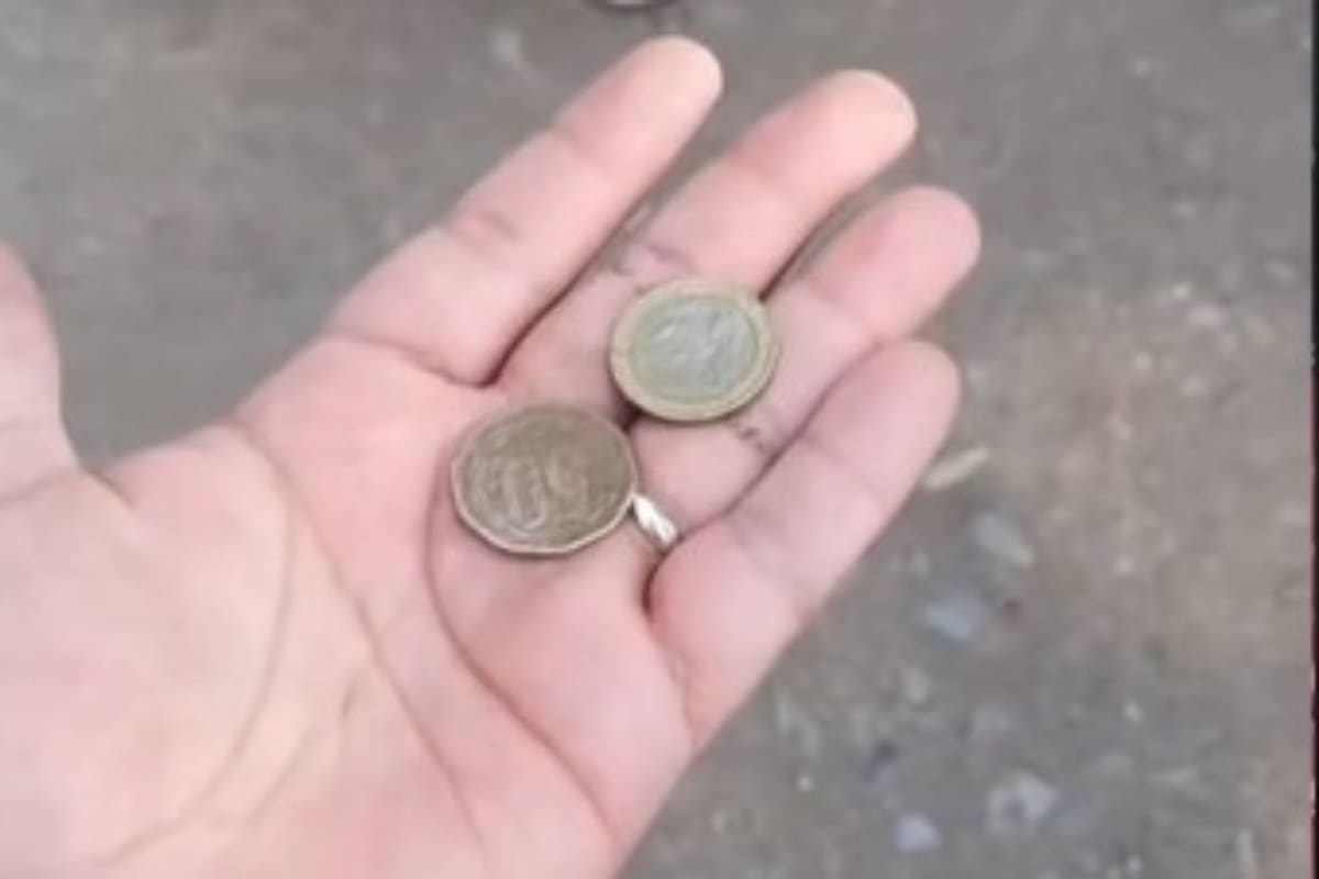 Gracias a su hija un hombre encontró una multitud de monedas y billetes en un parque de niños