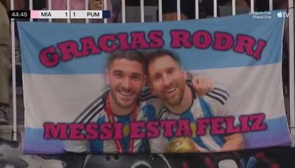 "Gracias Rodri": la bandera que le dedicó la hinchada del Inter Miami al jugador argentino