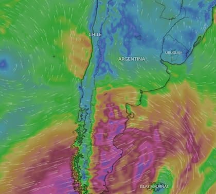 Gran parte de la Patagonia azotada por el viento