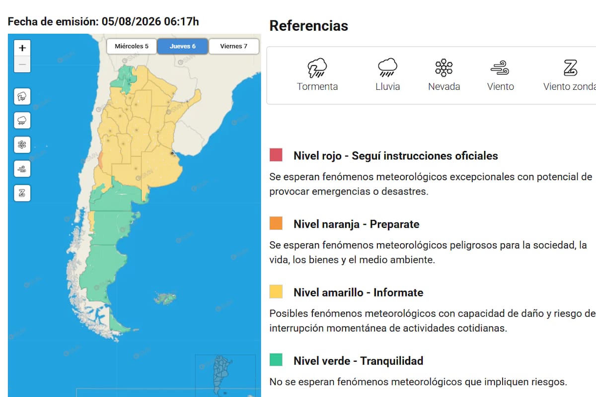 Gran parte del centro y norte del país permanecerá bajo alertas meteorológicas este jueves