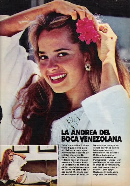Grecia Colmenares, presentada en los tramos iniciales de la novela como "La Andrea del Boca venezolana"