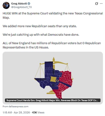 Greg Abbott consideró al decisión de la Corte Supremisa como una "victoria"