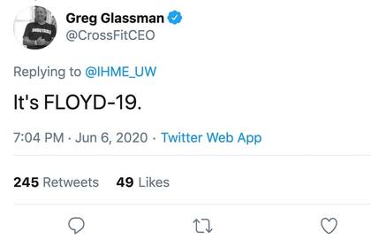 Greg Glassman y su desafortunado comentario en twitter.
