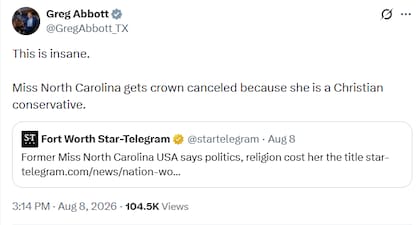 Gregg Abbott compartió la entrevista de Brittany Boltinhouse sobre su destitución
