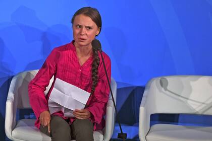 Greta Thunberg, ayer, en la Cumbre Climática de la ONU