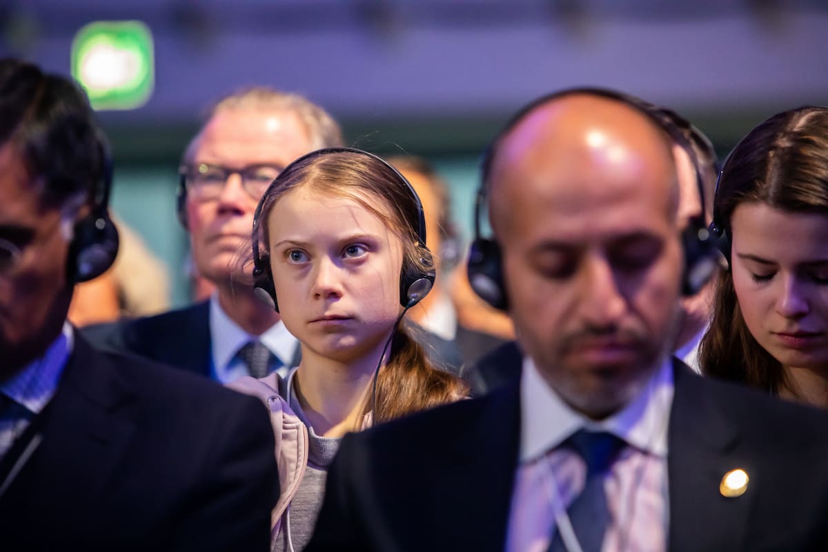 Greta Thunberg, ayer, durante el discurso de Trump