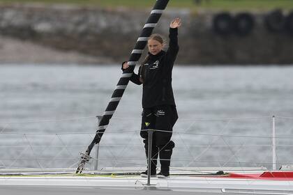 Greta Thunberg se despide a bordo del Malizia II