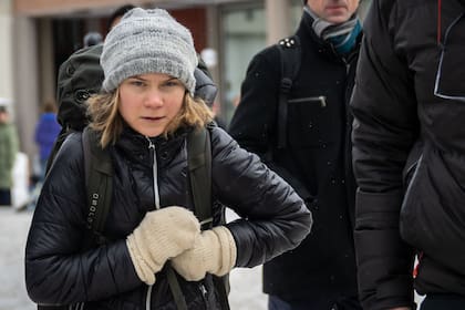 Greta Thunberg  y otros jóvenes activistas climáticos del movimiento "Viernes por el Futuro" organizan una manifestación no autorizada el día de clausura de la reunión anual del Foro Económico Mundial en Davos