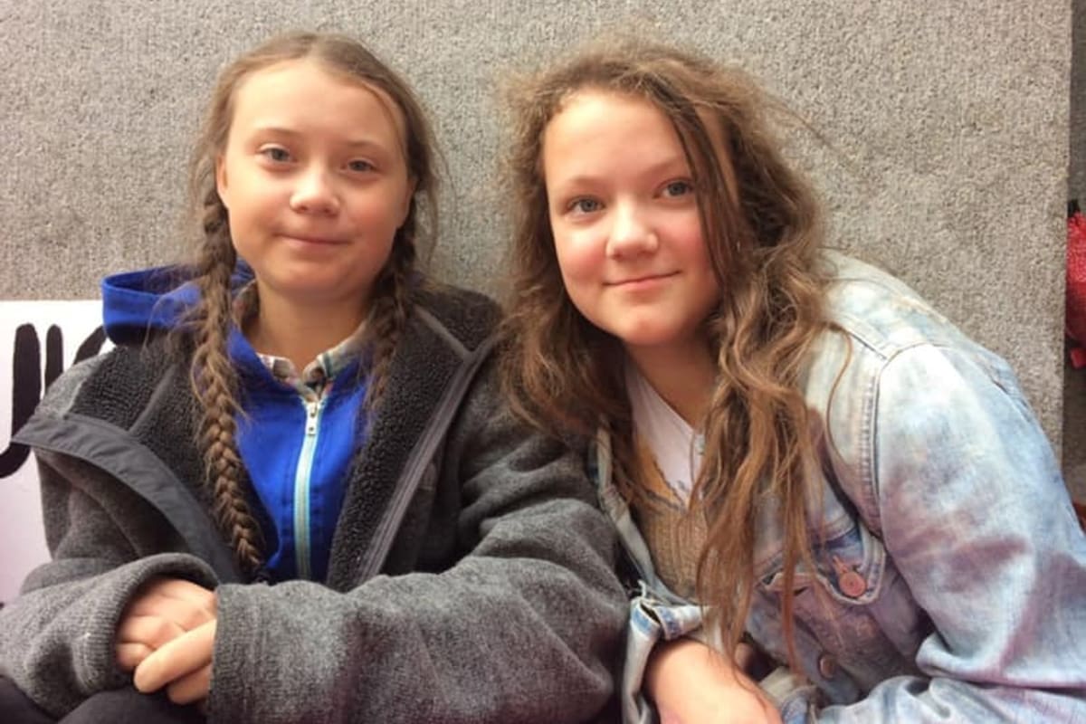 Greta y su hermana menor, Beata, de 14 años. Facebook Greta Thunberg