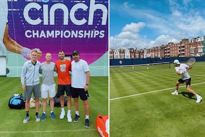Grigor Dimitrov, Dante Bottini y todo el equipo, ya comenzó con la preparación para la temporada de césped del circuito ATP en Queen's Club