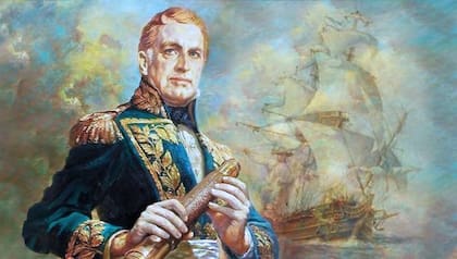 Guillermo Brown comandó a la tropa argentina en el Combate de los Pozos