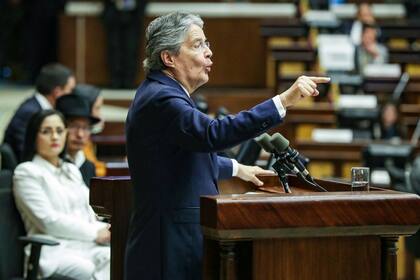 Guillermo Lasso, presidente de Ecuador, en su comparecencia ante la Asamblea Nacional