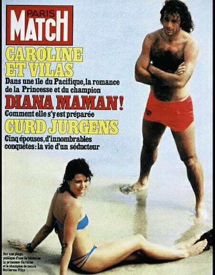 Guillermo Vilas, de 29 años, y Carolina de Mónaco, de 25, en1982, en Maui, Hawái