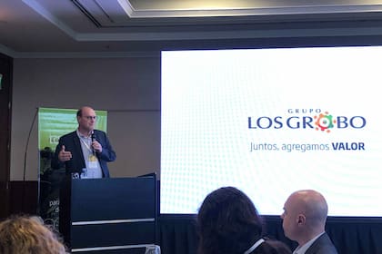Gustavo Grobocopatel, presidente del Grupo Los Grobo, en un evento hoy al mediodía donde se anunció que la compañía proyecta duplicar y mejorar su nivel de negocios en 2022