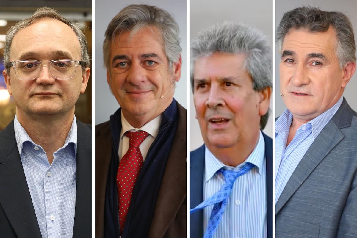 Gustavo Idígoras, presidente de Ciara-Cec; Nicolás Pino, presidente de la SRA; José Martins, coordinador del Consejo Agroindustrial Argentino; Carlos Achetoni, presidente de FAA