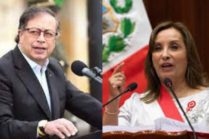 Gustavo Petro y Dina Boluarte, presidente de Colombia y Perú, respectivamente.