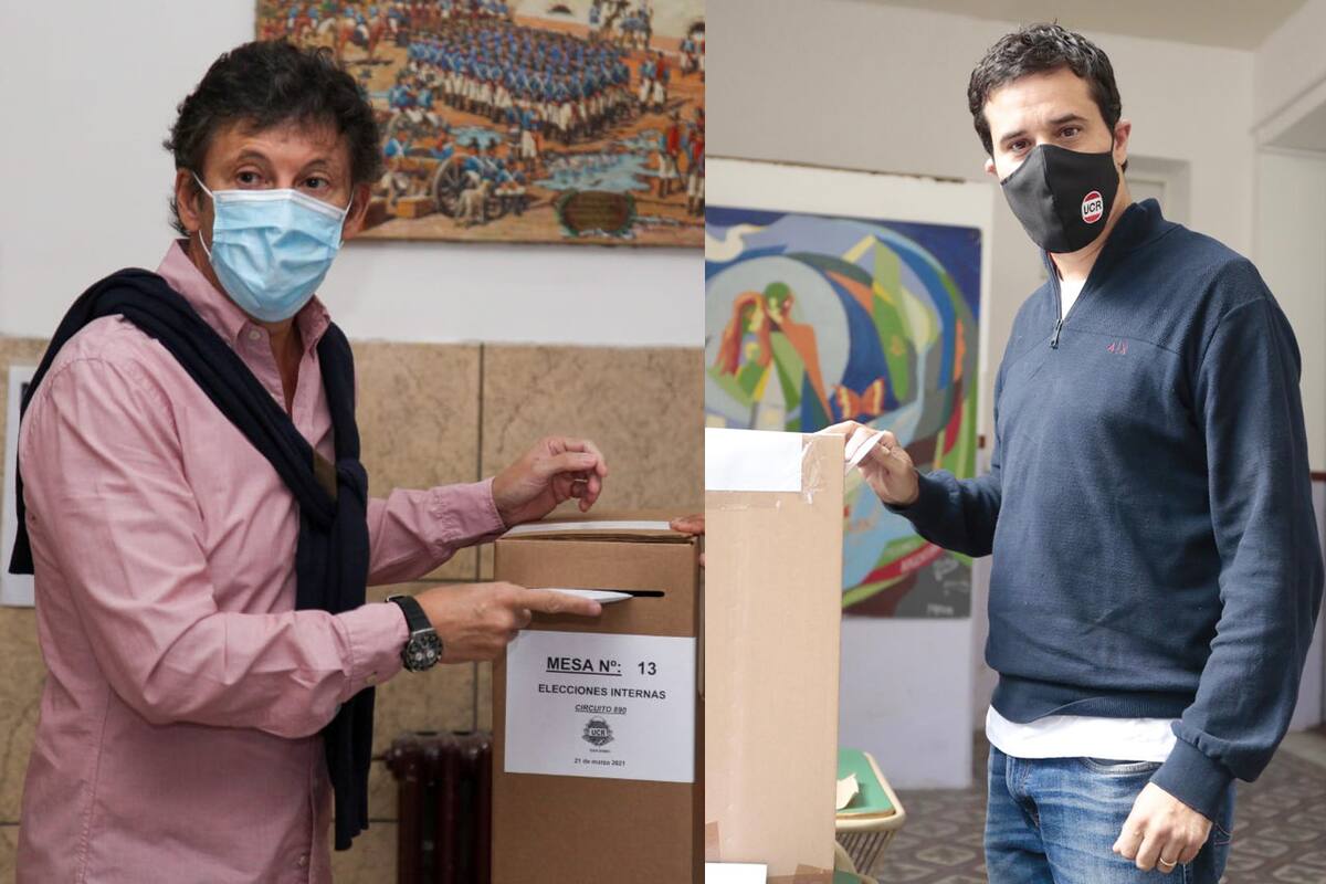 Gustavo Posse y Maximiliano Abad, los candidatos en pugna por la UCR bonaerense, al emitir sus votos