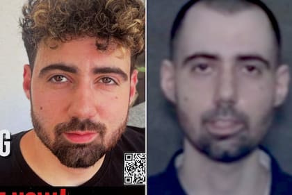 Guy Gilboa-Dalal, antes de su secuestro y en el video difundido por Hamas