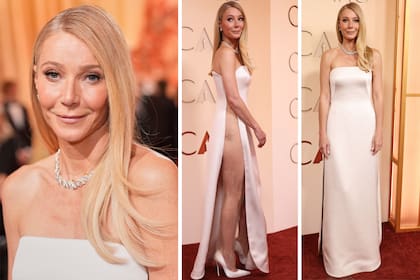 Gwyneth Paltrow llamó la atención con su vestido de Giorgio Armani Privé en la gala de los Oscar