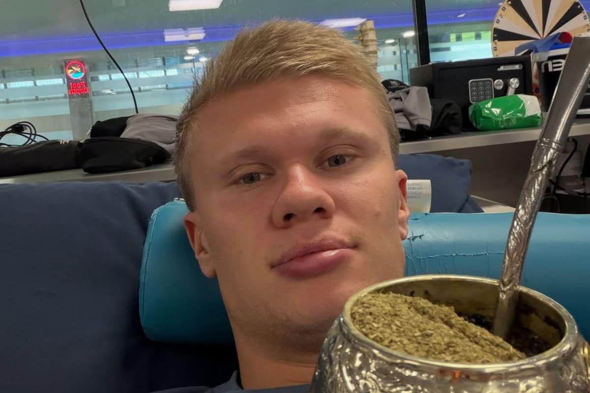 Haaland probó el mate y le agradeció a sus compañeros argentinos: “Esta bebida tan rica”