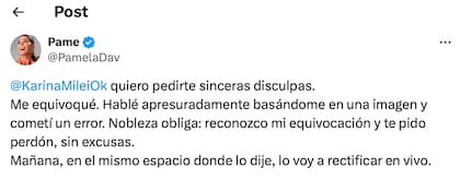 "Hablé apresuradamente basándome en una imagen y cometí un error", escribió la conductora