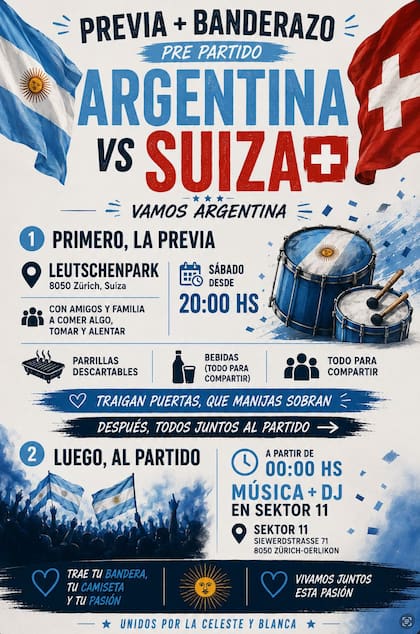 Habrá encuentros argentinos en, al menos, siete ciudades suizas
