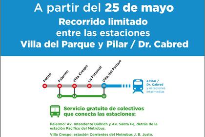 Habrá un servicio gratuito de colectivos para conectar con las demás estaciones, pero no llegarán a Retiro.