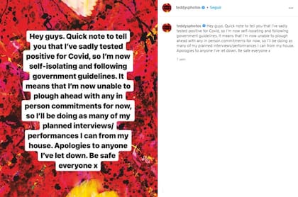 Hace casi dos semanas, Ed Sheeran anunció que dio positivo de Covid y que permanecería aislado en su casa (Crédito: Instagram/@TeddysPhotos)