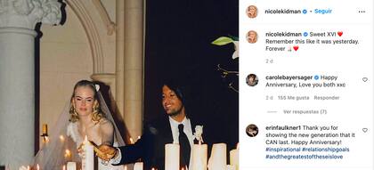 Hace un año, Nicole Kidman conmemoró su aniversario de bodas con un emotivo posteo