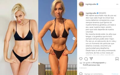 Hace unas semanas, la modelo correntina mostró el antes y después de su cuerpo con una diferencia de un año