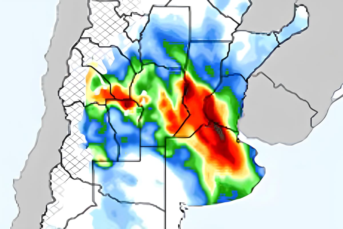 Hace unos días el INTA reveló que habría importantes acumulados, según se observa en los colores más intensos
