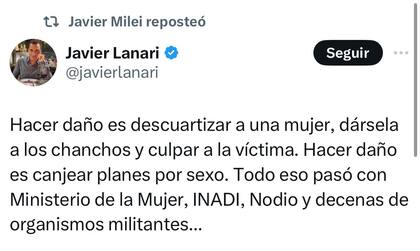 “Hacer daño es canjear planes por sexo”: el retuit de Milei contra Sánchez