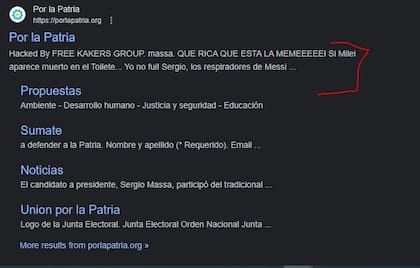 Hackearon el sitio web oficial de Unidos por la Patria