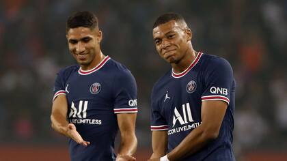 Hakimi y Mbappé, compañeros y amigos en PSG. Kiki podría ser citado como testigo en el juicio.