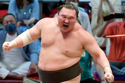 Hakuho, de 36 años, durante su última victoria, en Nagoya, en julio pasado