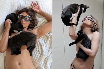 Halle Berry festejó los 20 años de Gatúbela con una improvisada producción hot con sus dos nuevos gatitos rescatados