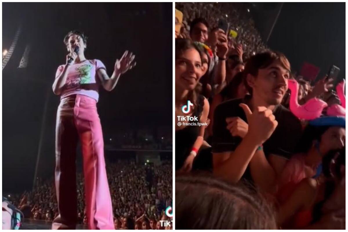 Harry Styles le dio el micrófono a un fanático durante su show, él le pidió matrimonio a su novia y la reacción del músico sorprendió a todos (Foto: Captura de TikTok @francis.tpwk)