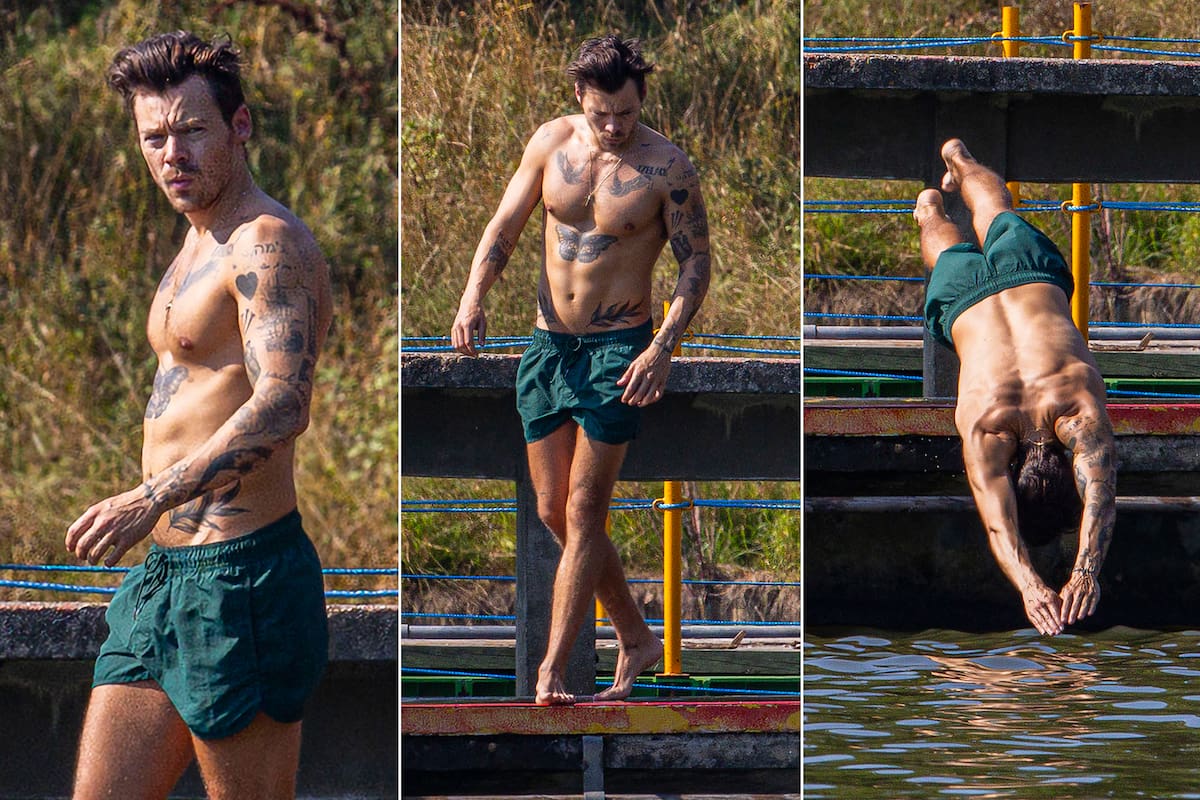 Harry Styles se resguardó de la ola de calor del Reino Unido en una pileta pública