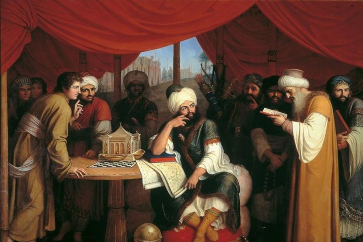 "Harun al-Rashid en su tienda con los Reyes Magos de Oriente", de Gaspare Landi, 1813