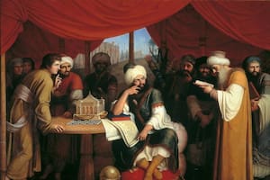 "Harun al-Rashid en su tienda con los Reyes Magos de Oriente", de Gaspare Landi, 1813