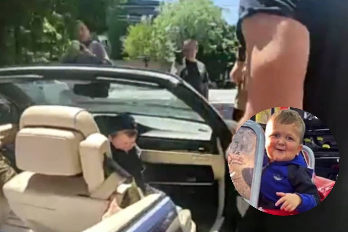 Hasbulla recorrió las calles de Buenos Aires y llegó a la radio en un vehículo convertible